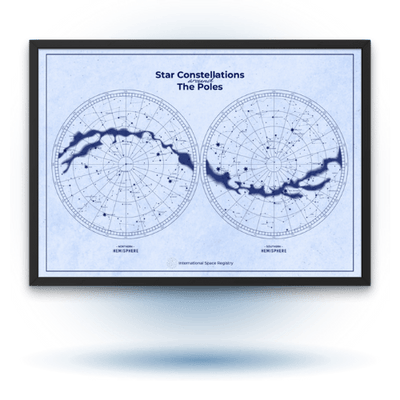 Star chart poster with constellations and black frame